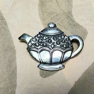 Vintage Mary Engelbreit 925 Silver Teapot Brooch